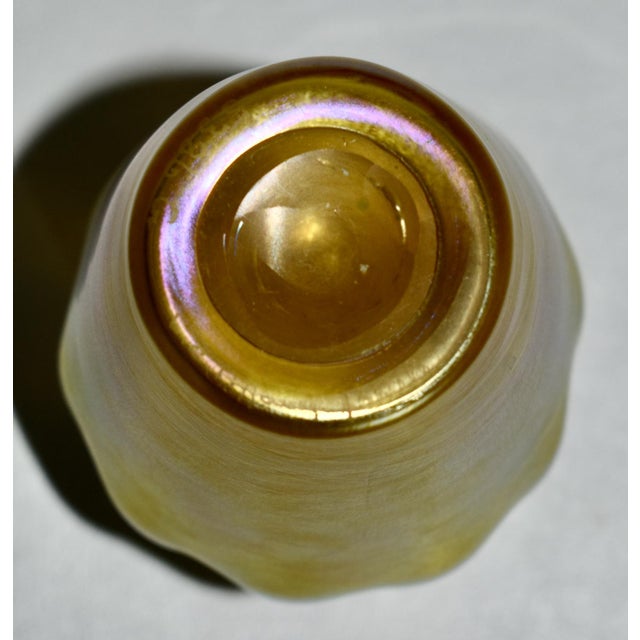 Gold Antique l.c. Tiffany Favrile Art Glass Vase For Sale - Image 8 of 13