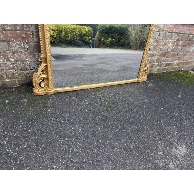 Large Antique English Arched Top Gilt Overmantle Mirror, 1800s For Sale - Image 3 of 6