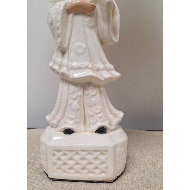 Vintage Mid-Century Blanc De Chine Figural Table Lamps - Pair For Sale - Image 9 of 15