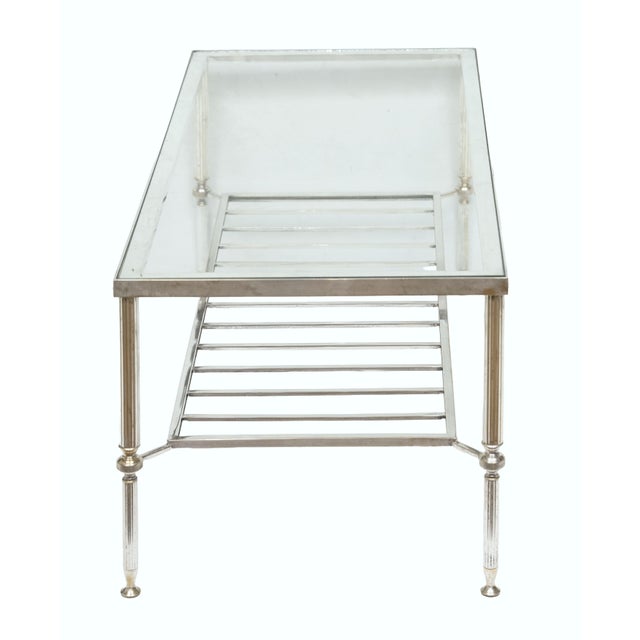Mid 20th Century French Modern Cocktail or Coffee Low Table of Nickeled Brass and Glass For Sale - Image 5 of 11