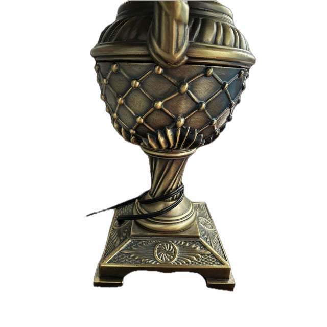 Vintage Rose Petal Tiffany Style Table Lamp With Brass Base For Sale - Image 15 of 16