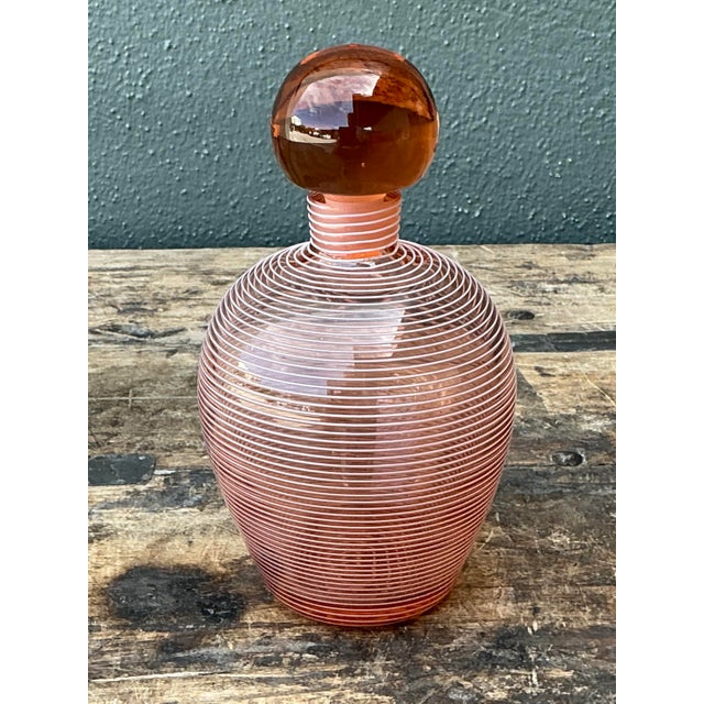 Vintage French Art Deco Style Spiral Glass Decanter For Sale - Image 9 of 12