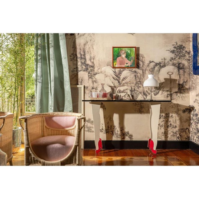 High Heels Console Table in Powder-Coated Aluminum by altreforme Dimensions: D 35 x W 150 x H 92 cm. Materials: Powder-...