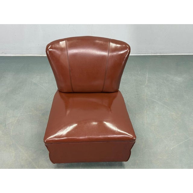 Mid-Century Italian Leatherette Lounge Chair, 1950s For Sale - Image 4 of 15
