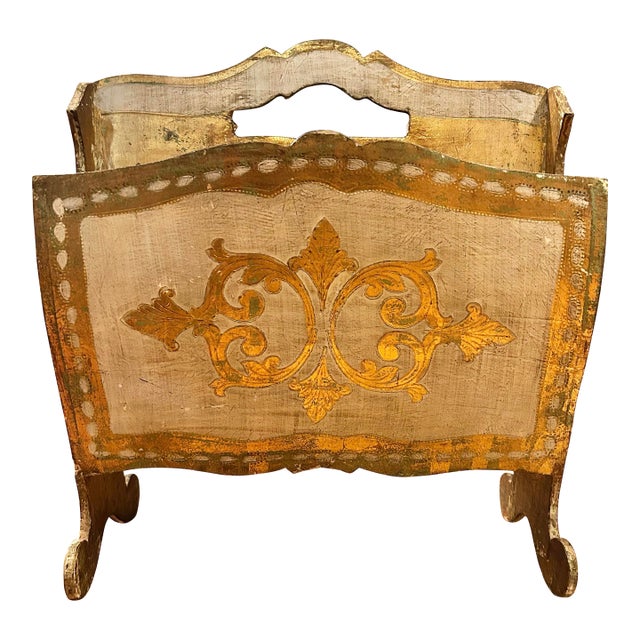 Mid 20th Century Italian Giltwood Florentine Magazine Holder For Sale