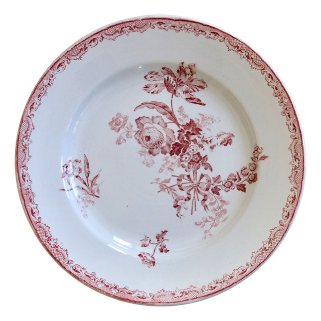 Antique French Dish by Sarreguemines Fontanges, 1800s For Sale