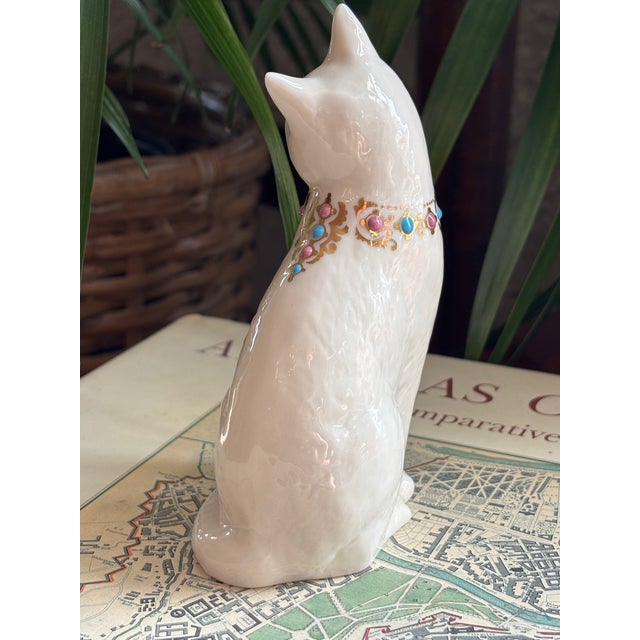Lenox Vintage Lenox Ivory Bone China 24k Gold Jeweled Cat Figurine For Sale - Image 4 of 8