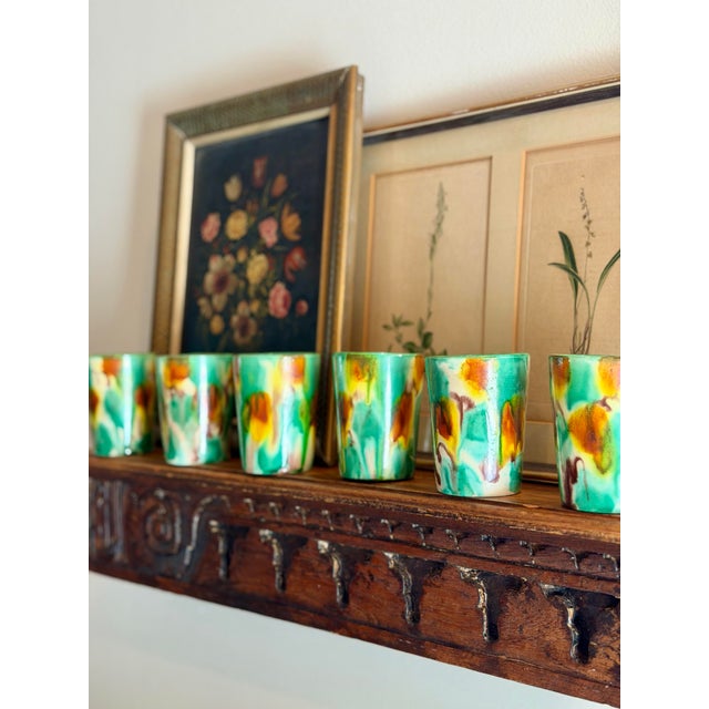 Ceramic Antique Drip Glaze Ceramic Tumblers - Set of 6 For Sale - Image 7 of 7