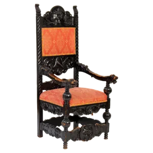 Antique Historic Carved Basswood Throne Chair, 1900s