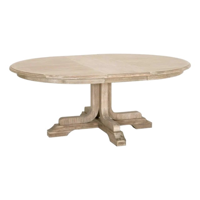 60-77" Round to Oval Extendable Solid Wood Dining Table by Essentials for Living For Sale