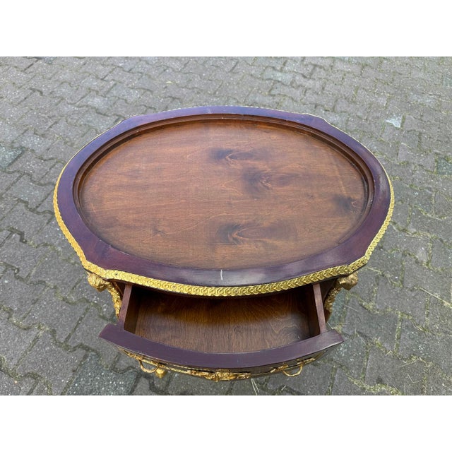 Wood 1960s French Louis XVI Pink Marble Mahogany Center Table With Bronze Decorations For Sale - Image 7 of 12