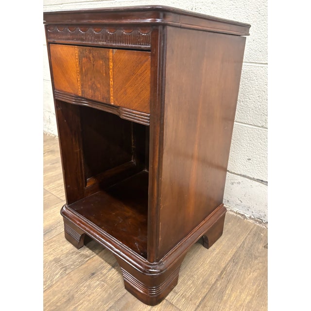 Vintage Art Deco Inlaid Nightstand Side Table End Table For Sale - Image 4 of 12