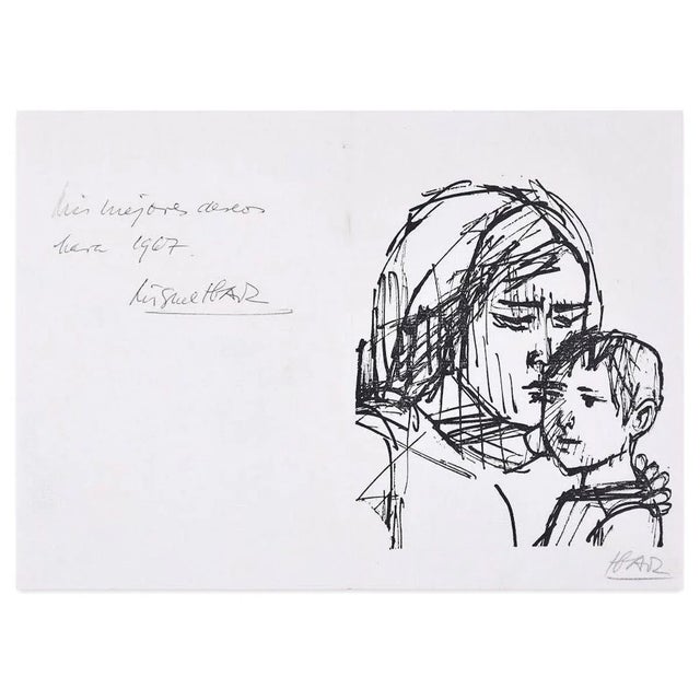 Mes Mejores Deseos is a beautiful black and white lithograph on Ingres watermarked paper, realized by Miguel Ibarz. With a...