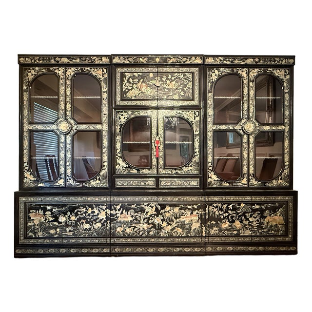 1960s Korean Mother of Pearl Inlay Cabinet Display For Sale