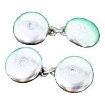 White Gold Cufflinks with Brilliant-Cut Diamonds, Set of 2 For Sale