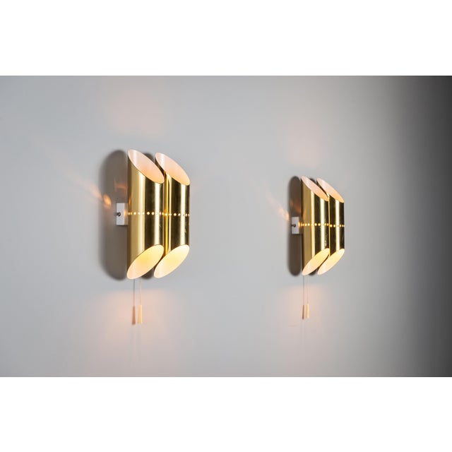 Double Cylindrical Wall Lamps in Brass with Perforated Shades, 1960s, Set of 2 For Sale - Image 14 of 14