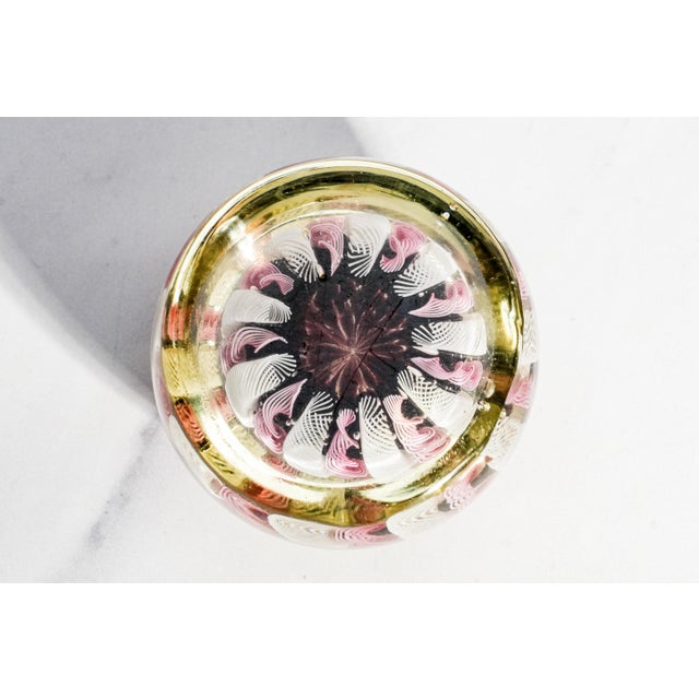 Black Lovely Vintage Murano Italy Fratelli Toso Latticino Ribbon Glass Paperweight Pink White Blue Art Glass Home Decor For Sale - Image 8 of 9