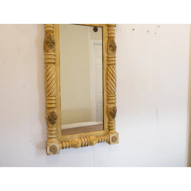 19th Century American Federal split rail mirror with weathered surface.