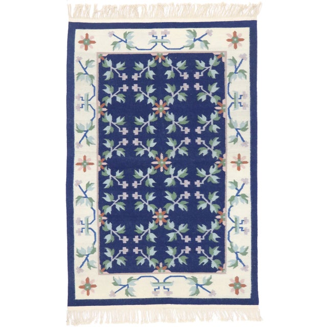 Vintage Floral Kilim Rug, 04'03 X 06'03 For Sale - Image 9 of 9