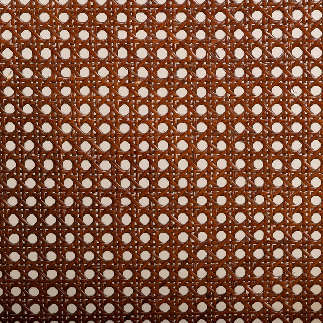 1960s Hollywood Regency French Style Caned Bergere Chairs With Flamestitch Fabric - A Pair For Sale - Image 9 of 10