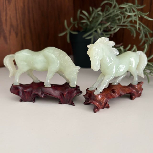 Pair of Jade Horse Sculptures For Sale - Image 9 of 10