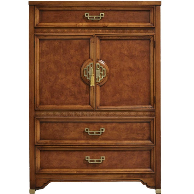 Mid 20th Century Chinoiserie Burlwood Highboy Mandarin Collection by Henry Link For Sale - Image 12 of 14