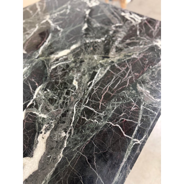 Green Late 20th Century Postmodern Italian Verde Marble Dining Table With Rectangular Slab Top and Block Base For Sale - Image 8 of 12
