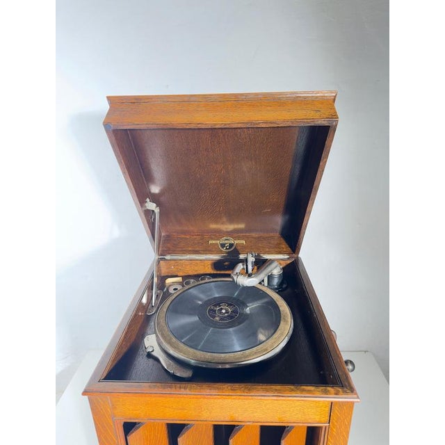 Vintage Viva-Tonal Grafonola Wind-Up Gramophone in Oak Case from Columbia, 1920s For Sale - Image 12 of 16