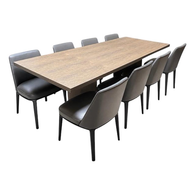 Arik Levy for Living Divani Wedge Dining Table + Poliform Sophie Side Dining Chairs, Set of Nine For Sale
