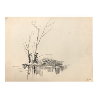 1950s Norman Kent Sporting Art Drawing For Sale