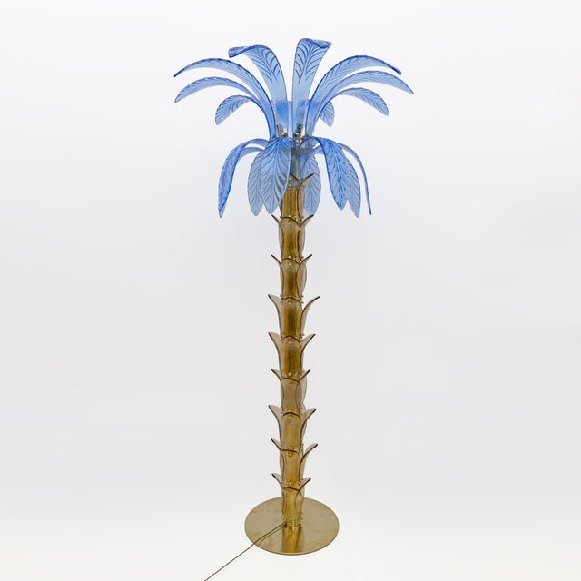 Murano Glass and Brass Palm Tree Floor Lamps from Maestri Muranesi, 1970s, Set of 2 For Sale - Image 12 of 14