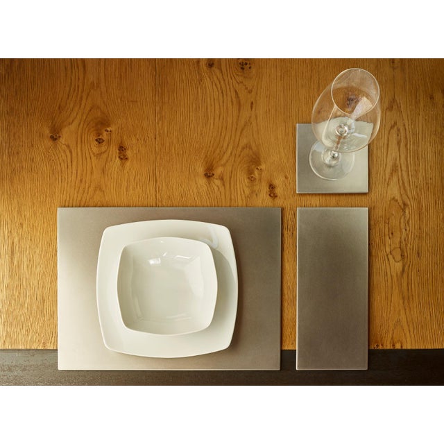 Opis Table Set in Polished Nickel with Coasters, Placemats & Cutlery Mats by Alberto Grassi, Set of 6 For Sale - Image 4 of 4