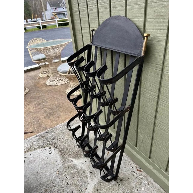 Late 20th Century Wrought Iron Wall Mount Wine Bottle Holder For Sale - Image 5 of 13