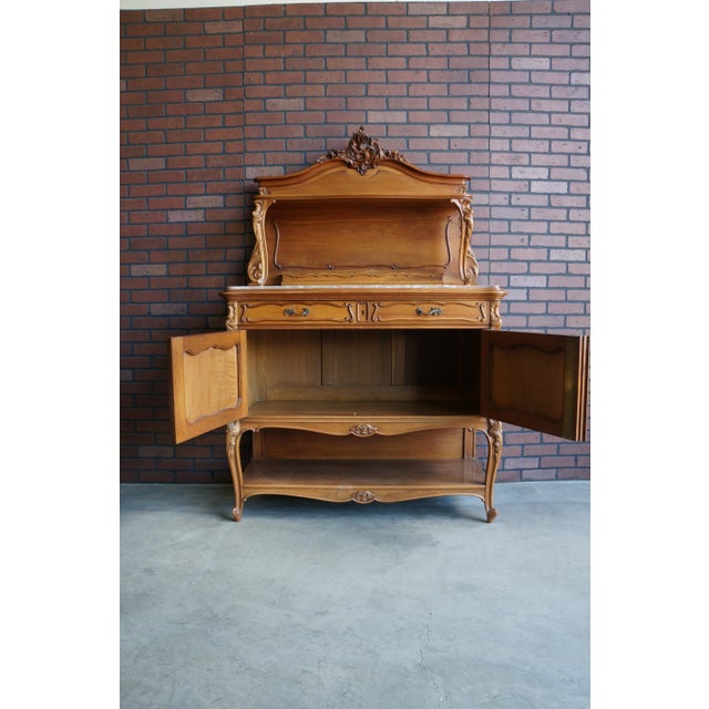 Wood Antique French Louis XV Marble Top Buffet For Sale - Image 7 of 8
