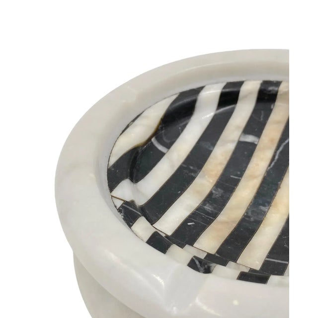 Black and White Marble Inlays Ashtray, Casigliani Italy, 1970s For Sale - Image 11 of 12