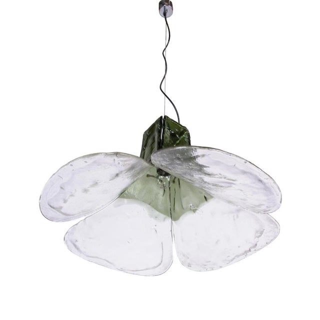 Glass Tulip Pendant Lamp in Green and Clear Murano Glass by Carlo Nason for AV Mazzega, Italy, 1960s For Sale - Image 7 of 12