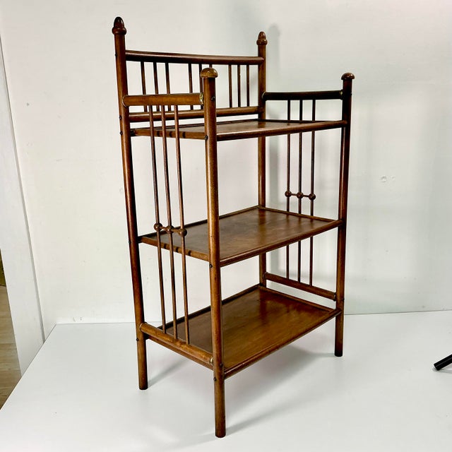Early 20th C Antique Arts & Crafts Mission British Colonial Thornet Style Stick & Ball Etagere - 3 Tier For Sale - Image 9 of 18