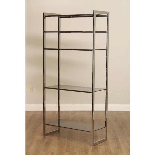 Silver Mid Century Modern Glass and Chrome Etagere Bookshelf For Sale - Image 8 of 13