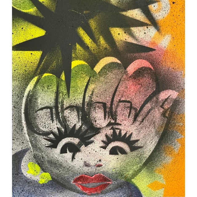 Pop Art Mason Rader, Surrealist Spray Paint Painting Mixed Media Rosie Palm Mason Rader Pop Art, 1995 For Sale - Image 3 of 6