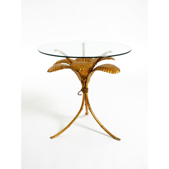 Gold Mid-Century Florentine Gilded Side Table with Large Leaves and Glass Top, 1960s For Sale - Image 8 of 18