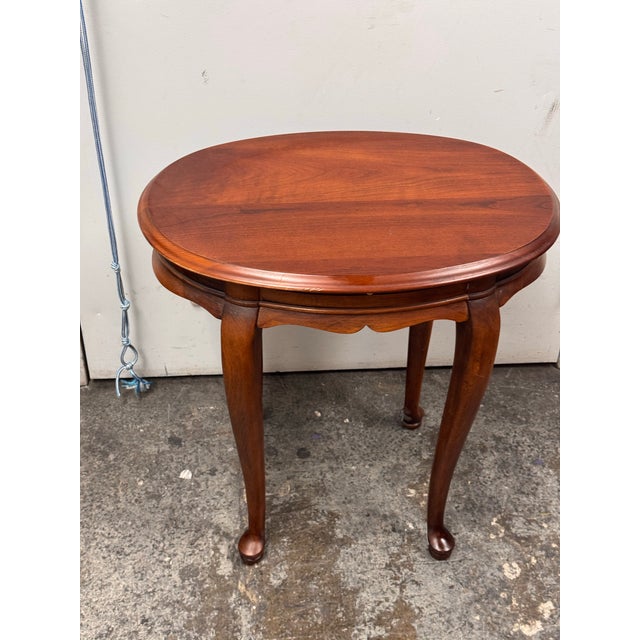 Wood Hekman Furniture Queen Anne Cherry Wood Side Table For Sale - Image 7 of 12
