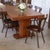 Beautiful set of 8 wood mountain chairs from France, 1950s. Brutalist style with carved wood back with three wide slates....