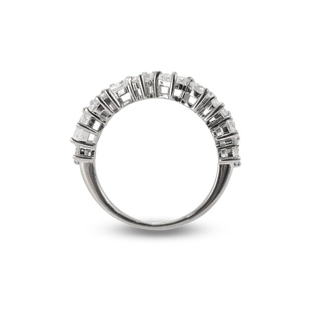Metal 14k White Gold 1.52ctw Staggered Mixed Multi Shape Diamond Eternity Band Ring, Size 6.5 For Sale - Image 7 of 8