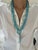 Teal Blue Turquoise Round Fancy Beads Long Tie Unique Tassel Statement Necklace For Sale - Image 9 of 10