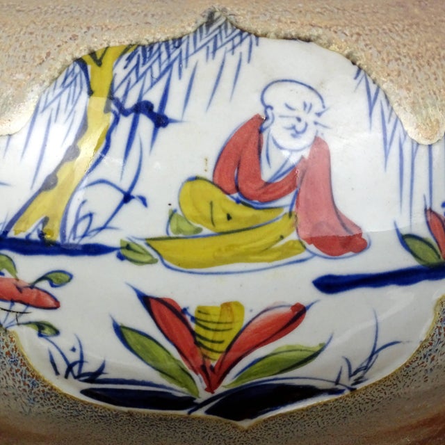 Early 20th Century Chinese Vintage Ceramic Pot,Blue and White Famille Verte Porcelain Jar Hand Painted Figures Pattern For Sale - Image 5 of 7