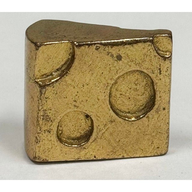 Mid-Century Modern Vintage Brass Cheese Wedge Paper Weight For Sale - Image 3 of 9