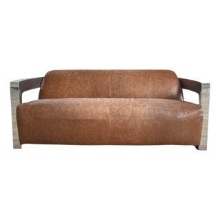 Vintage Club Sofa in Leather and Chrome from Mars, 2000s For Sale