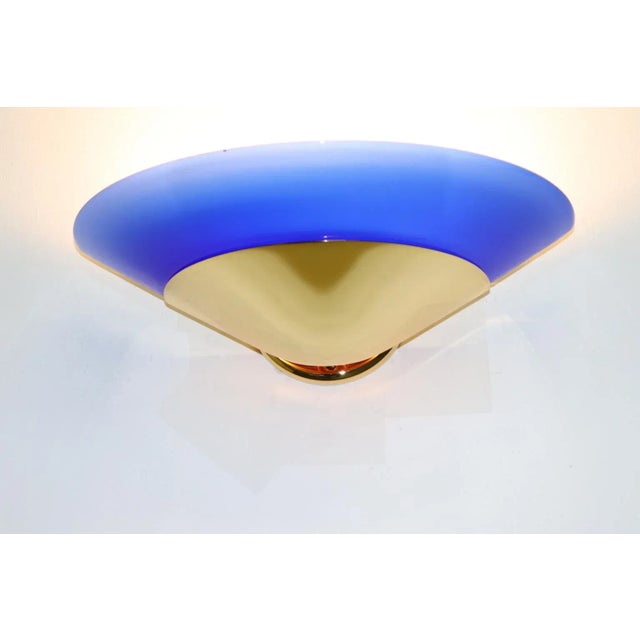 Late 20th Century 1990s "Mezzo Alo" Wall Lamp Murano Blue Glass For Sale - Image 5 of 11