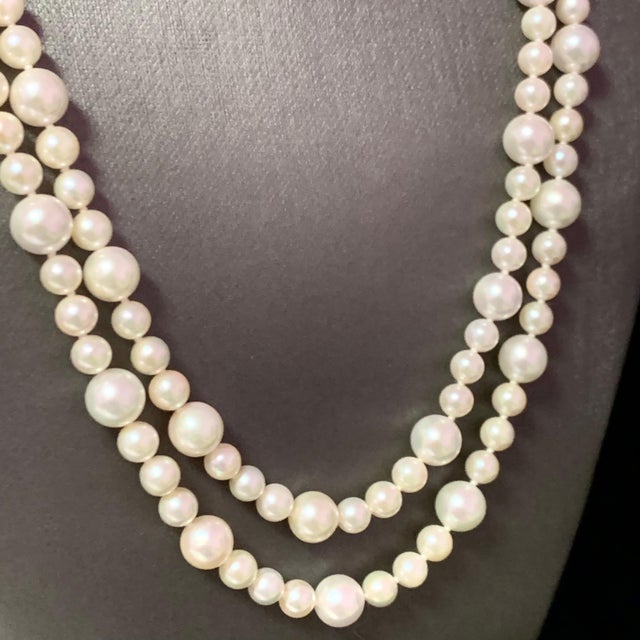 Metal Fine Quality Akoya Pearl Necklace 14k Gold 42" 8.5 mm Certified For Sale - Image 7 of 12