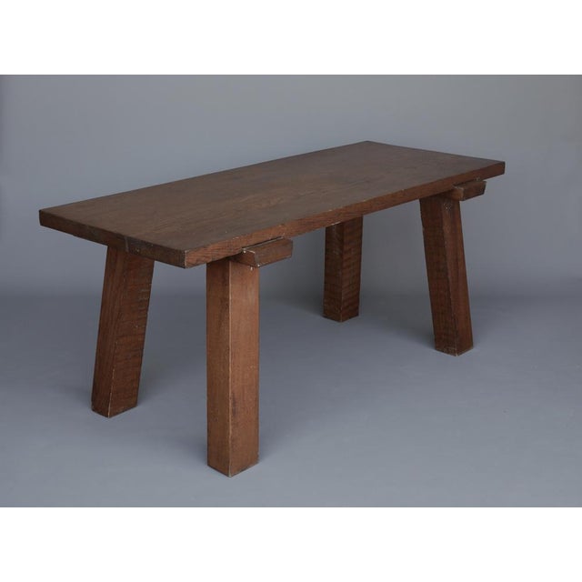 Wood Brutalist French Peg Table in Oak, 1940s For Sale - Image 7 of 17